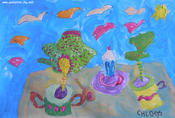 Art Studio PALETTE. Chloe Singchai Picture.  Marker, Tempera   