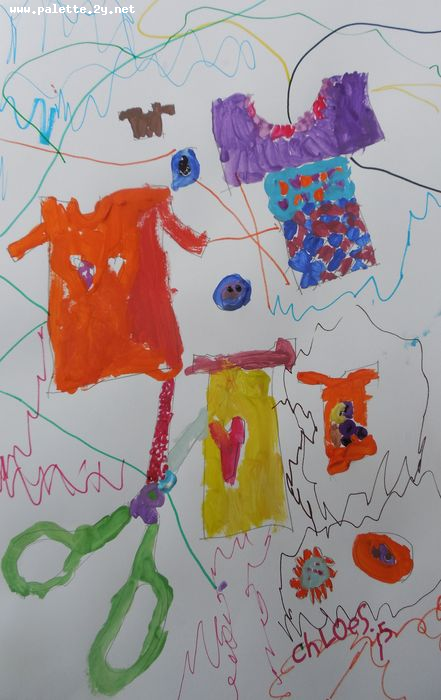 Art Studio PALETTE. Chloe Singchai Picture.  Marker, Tempera Design Clothes 