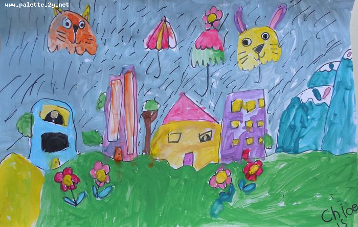 Art Studio PALETTE. Chloe Singchai Picture.  Marker, Tempera Design Umbrellas 