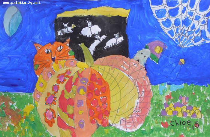 Art Studio PALETTE. Chloe Singchai Picture.  Marker, Tempera Holidays Halloween 