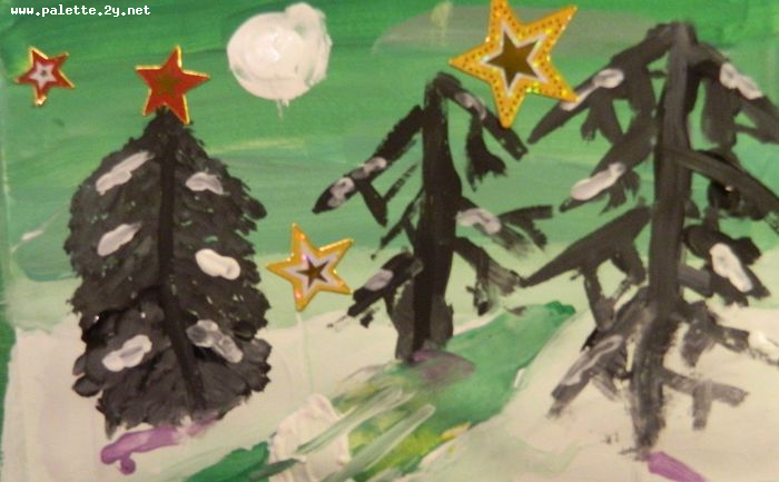 Art Studio PALETTE. Chloe Singchai Picture.  Mixed Media Holidays Christmas 