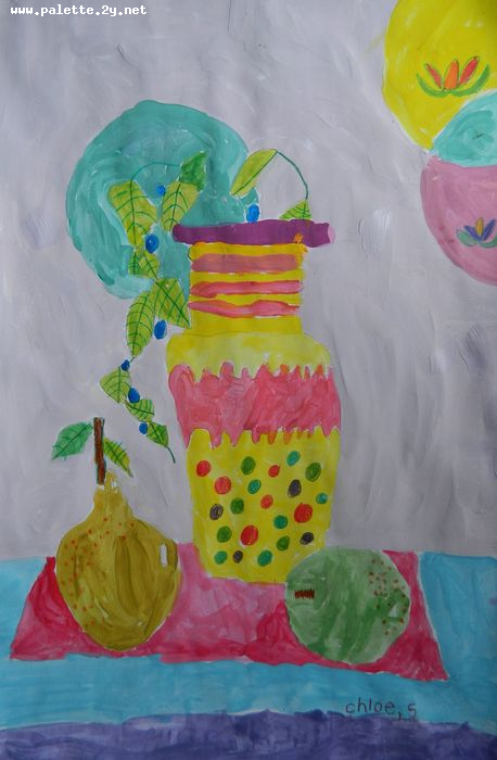 Art Studio PALETTE. Chloe Singchai Picture.  Tempera Still Life Still Life 
