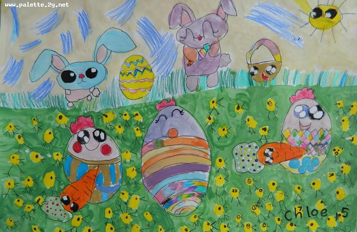 Art Studio PALETTE. Chloe Singchai Picture.  Marker, Tempera Holidays Easter 