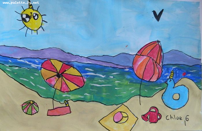 Art Studio PALETTE. Chloe Singchai Picture.  Marker, Tempera Design Umbrellas 