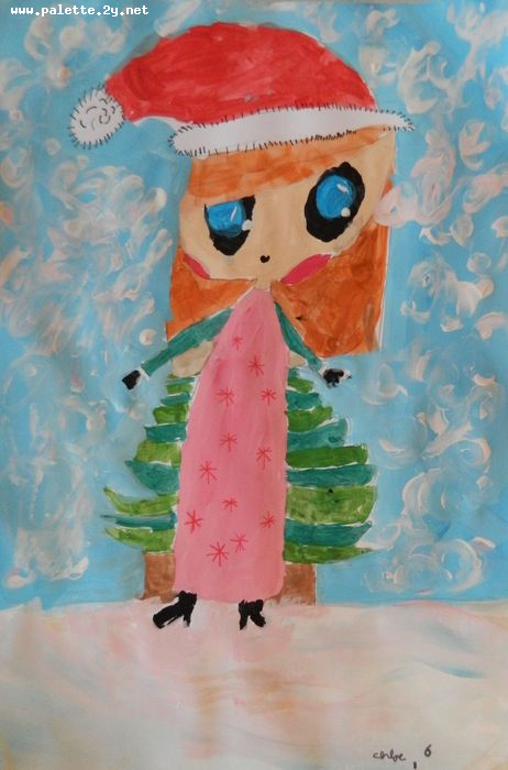 Art Studio PALETTE. Chloe Singchai Picture.  Tempera Fantasy Snowqueen 