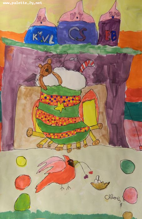 Art Studio PALETTE. Chloe Singchai Picture.  Marker, Tempera Holidays Christmas 