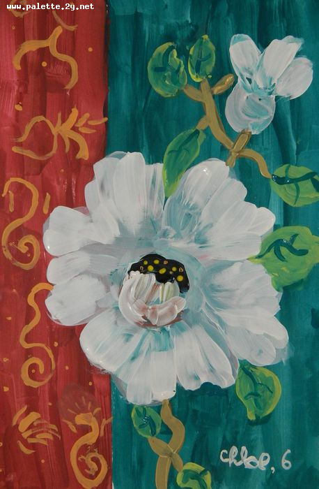 Art Studio PALETTE. Chloe Singchai Picture.  Tempera Plants Flowers 