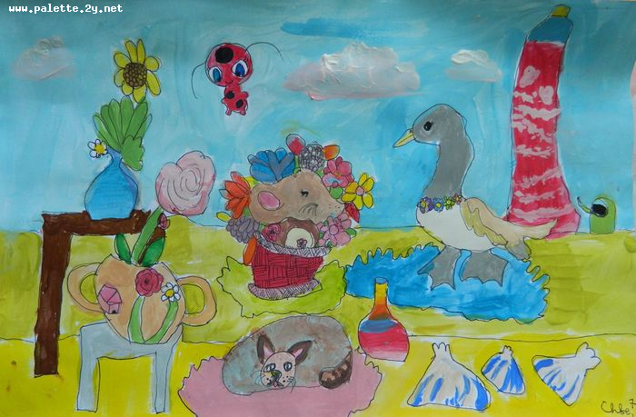 Art Studio PALETTE. Chloe Singchai Picture.  Tempera Fantasy Imagenation 