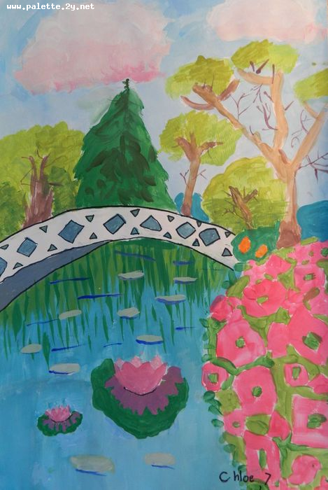 Art Studio PALETTE. Chloe Singchai Picture.  Tempera Inspired by Monet 