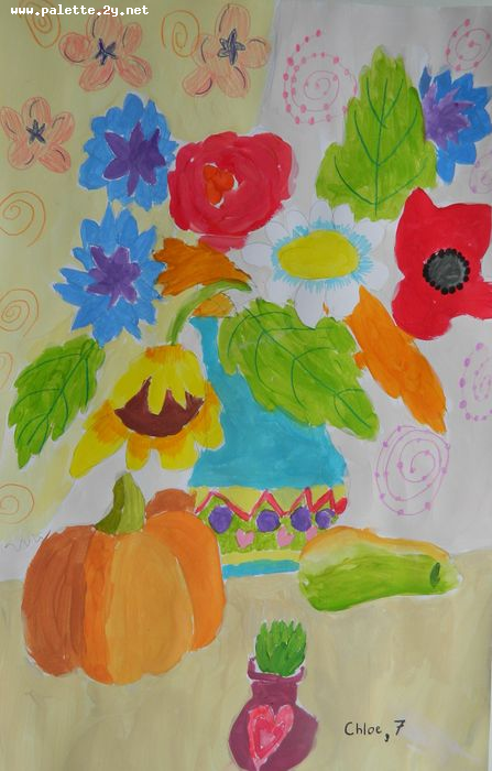 Art Studio PALETTE. Chloe Singchai Picture.  Tempera Still Life Still Life 