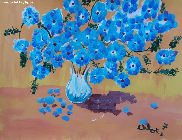 Art Studio PALETTE. Chloe Singchai Picture.  Tempera Plants Flowers 