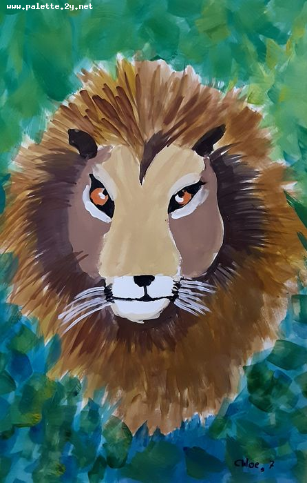 Art Studio PALETTE. Chloe Singchai Picture.  Tempera Animals Cats 