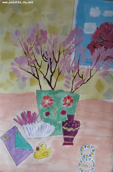 Art Studio PALETTE. Chloe Singchai Picture.  Tempera Still Life Still Life 