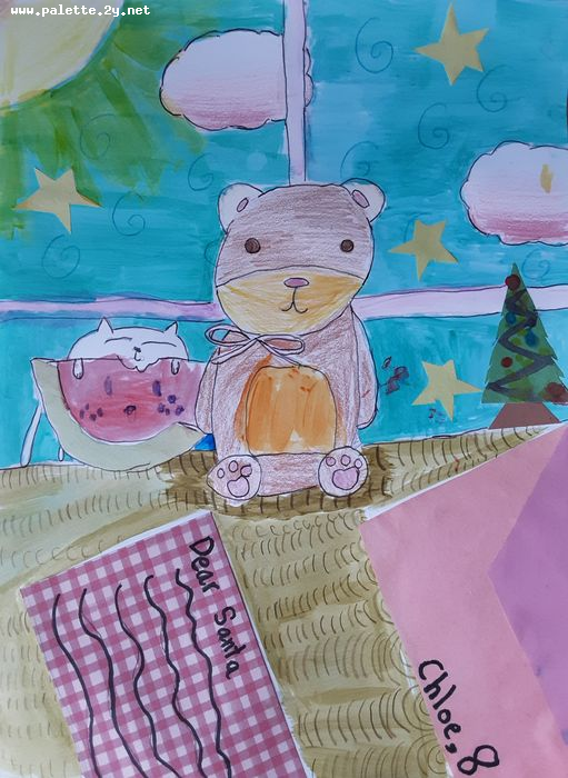 Art Studio PALETTE. Chloe Singchai Picture.  Mixed Media Holidays Christmas 