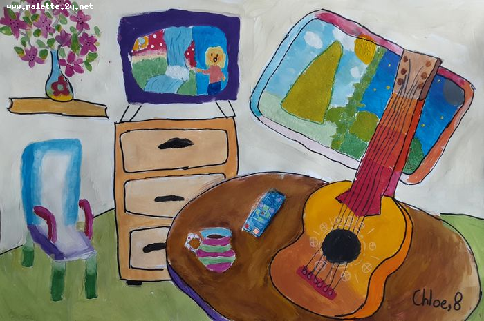 Art Studio PALETTE. Chloe Singchai Picture.  Marker, Tempera Inspired by Missakian 