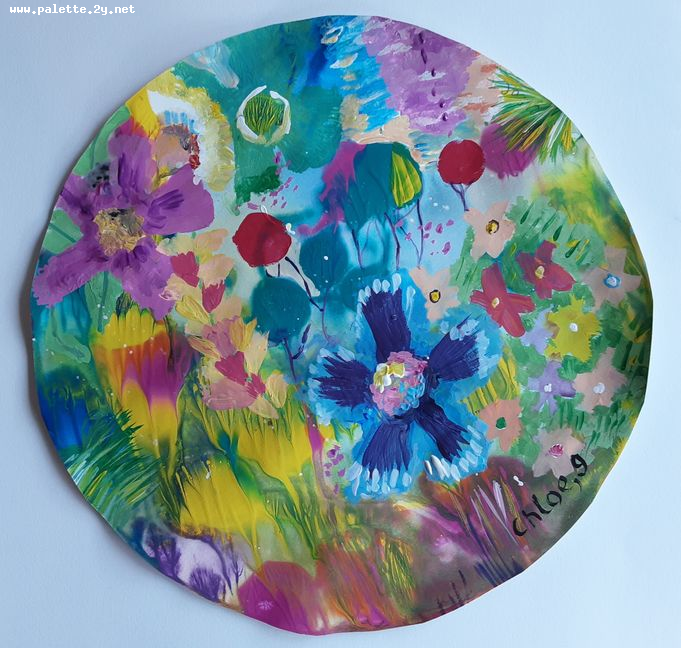 Art Studio PALETTE. Chloe Singchai Picture.  Tempera Plants Flowers 