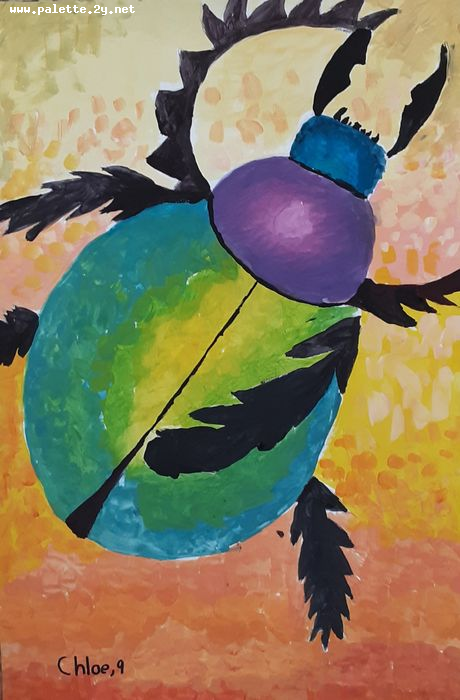 Art Studio PALETTE. Chloe Singchai Picture.  Tempera Animals Insects 