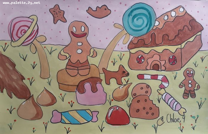 Art Studio PALETTE. Chloe Singchai Picture.  Mixed Media Fantasy Imagenation 