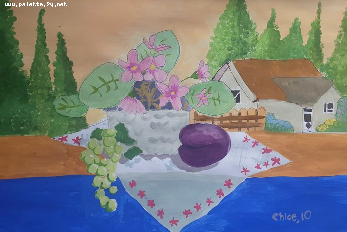 Art Studio PALETTE. Chloe Singchai Picture.  Tempera Still Life Still Life 