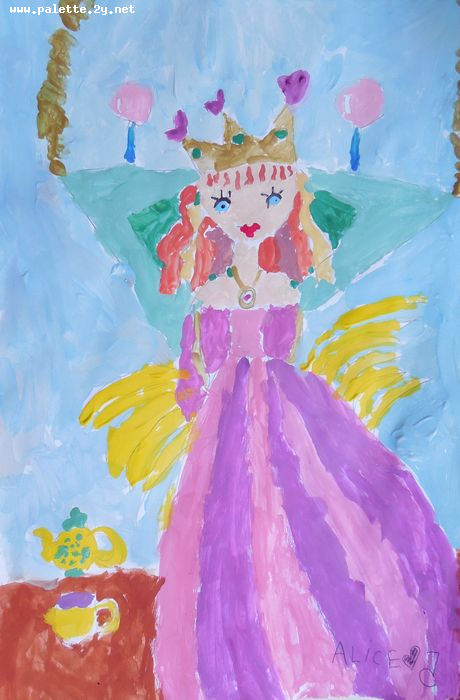 Art Studio PALETTE. Alice Gonopolsky Picture.  Tempera Fantasy Fairy Tail 