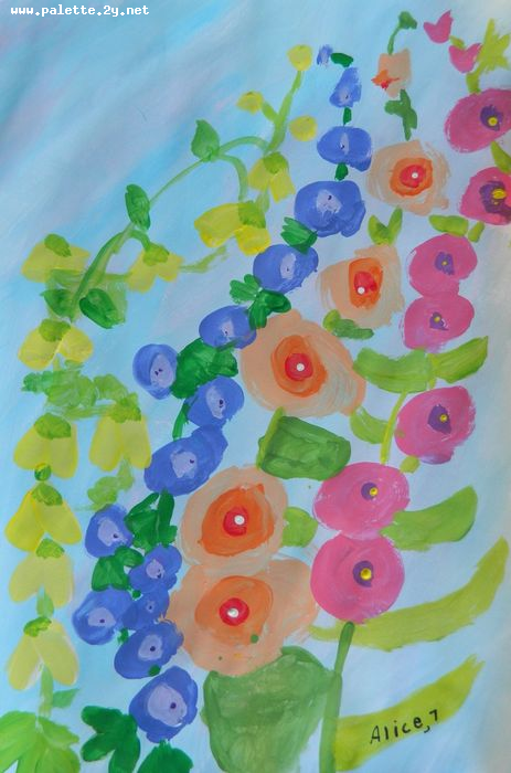 Art Studio PALETTE. Alice Gonopolsky Picture.  Tempera Plants Flowers 