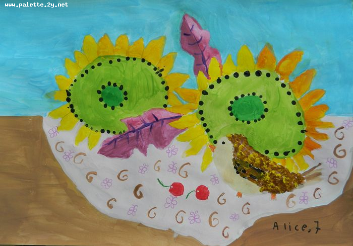 Art Studio PALETTE. Alice Gonopolsky Picture.  Tempera Still Life Still Life 