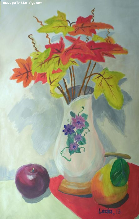 Art Studio PALETTE. Lecia Zhu Picture.  Tempera Still Life Still Life 