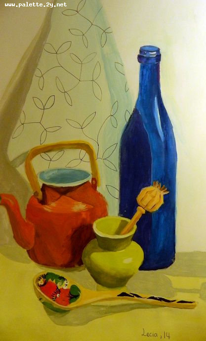 Art Studio PALETTE. Lecia Zhu Picture.  Tempera Still Life Still Life 