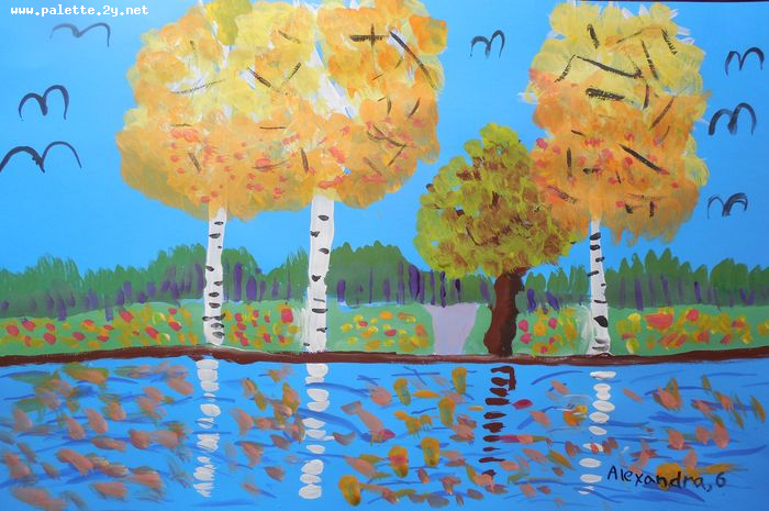 Art Studio PALETTE. Alexandra Trif Picture.  Tempera Landscape Fall 