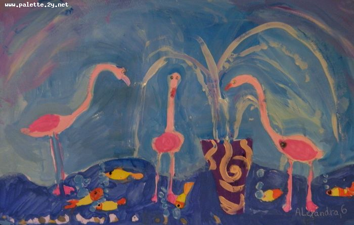 Art Studio PALETTE. Alexandra Trif Picture.  Tempera Animals Birds 