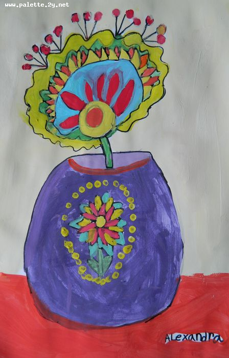 Art Studio PALETTE. Alexandra Trif Picture.  Marker, Tempera Plants Flowers 