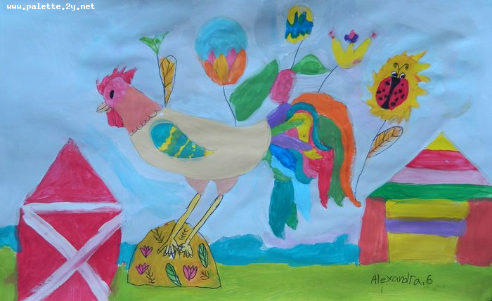 Art Studio PALETTE. Alexandra Trif Picture.  Tempera Animals Birds 