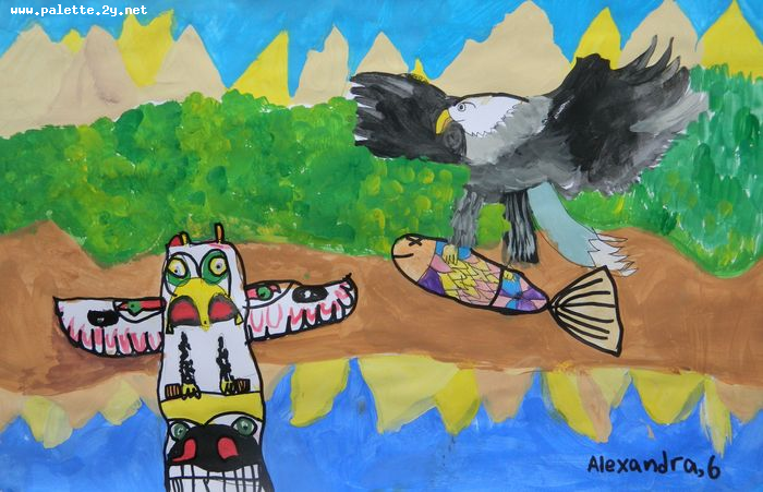 Art Studio PALETTE. Alexandra Trif Picture.  Marker, Tempera Inspired by Indian Art 