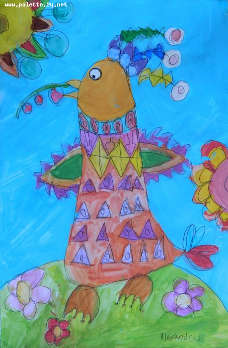 Art Studio PALETTE. Alexandra Trif Picture.  Marker, Tempera Dec. Art Birds 