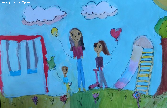 Art Studio PALETTE. Alexandra Trif Picture.  Marker, Tempera People Activities 