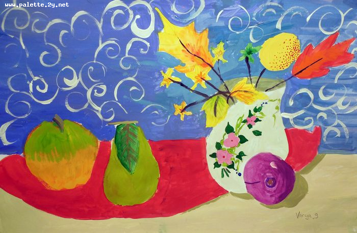 Art Studio PALETTE. Varya Pavlova Picture.  Tempera Still Life Still Life 