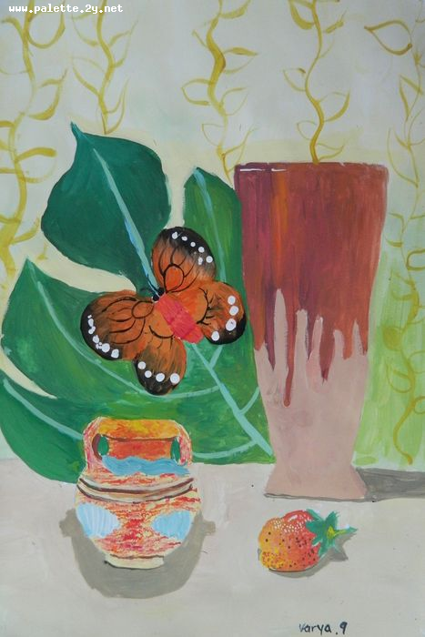 Art Studio PALETTE. Varya Pavlova Picture.  Tempera Still Life Still Life 