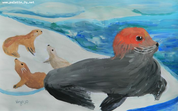 Art Studio PALETTE. Varya Pavlova Picture.  Tempera Animals Mix 