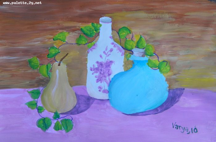 Art Studio PALETTE. Varya Pavlova Picture.  Tempera Still Life Still Life 