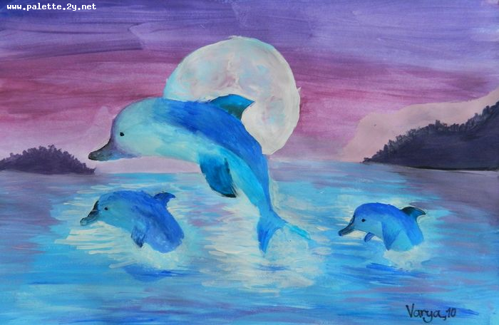 Art Studio PALETTE. Varya Pavlova Picture.  Tempera Animals Fish 