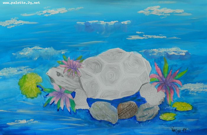 Art Studio PALETTE. Varya Pavlova Picture.  Mixed Media Animals Mix 