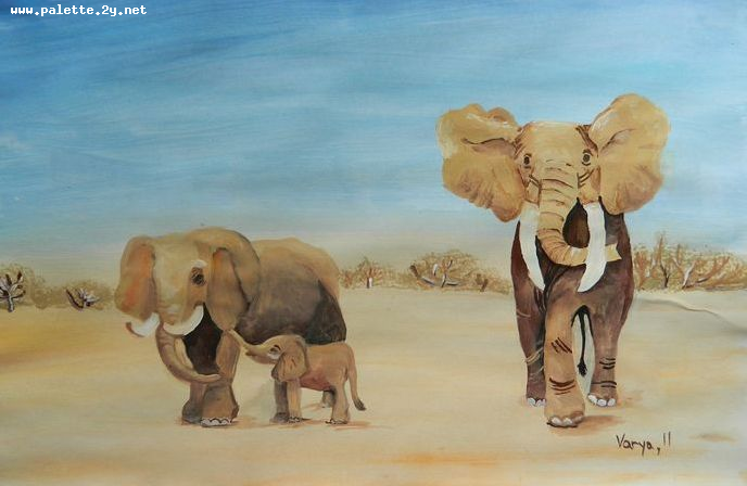 Art Studio PALETTE. Varya Pavlova Picture.  Tempera Animals Mix 