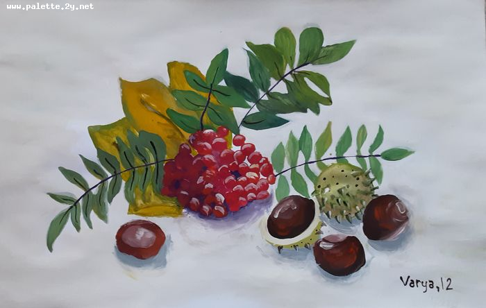 Art Studio PALETTE. Varya Pavlova Picture.  Tempera Still Life Still Life 