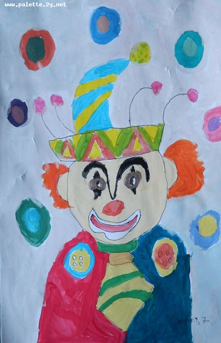 Art Studio PALETTE. Anthony Miasnykov Picture.  Marker, Tempera Fantasy Clown 
