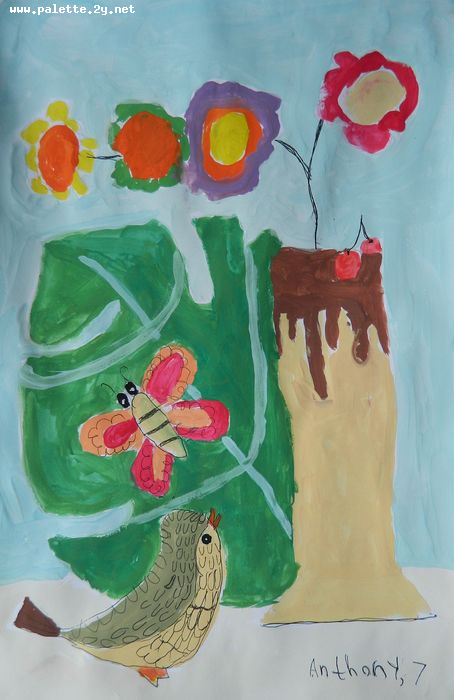 Art Studio PALETTE. Anthony Miasnykov Picture.  Tempera Still Life Still Life 