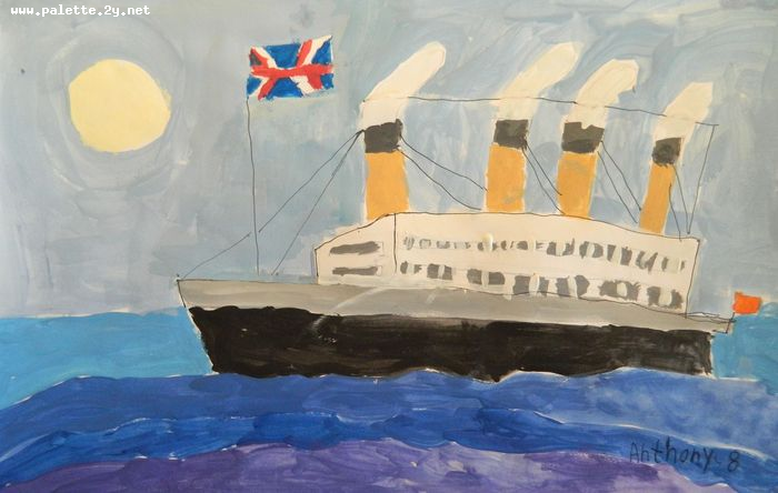 Art Studio PALETTE. Anthony Miasnykov Picture.  Tempera Landscape Ships 