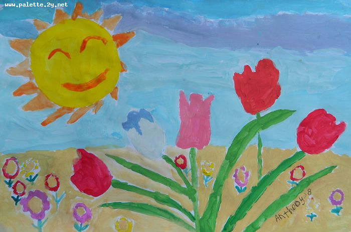 Art Studio PALETTE. Anthony Miasnykov Picture.  Tempera Plants Flowers 