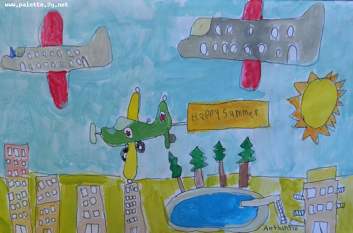 Art Studio PALETTE. Anthony Miasnykov Picture.  Tempera Landscape Cityscape 