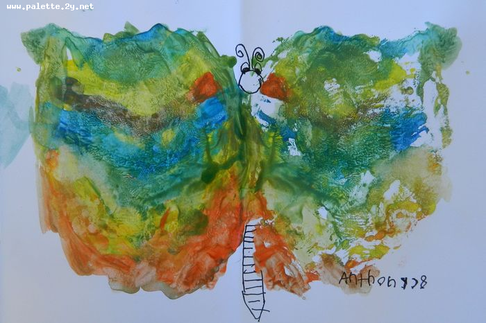 Art Studio PALETTE. Anthony Miasnykov Picture.  Marker, Tempera Animals Butterfly 