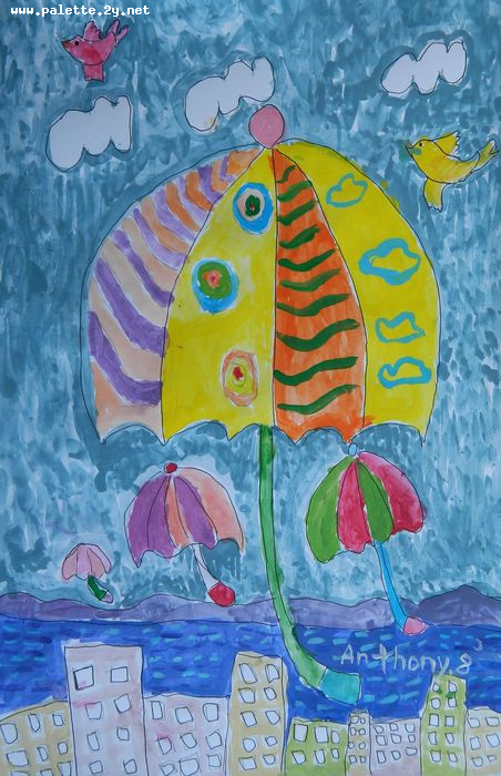 Art Studio PALETTE. Anthony Miasnykov Picture.  Marker, Tempera Design Umbrellas 